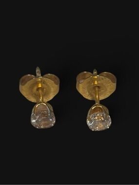 Faux Diamond Gold Stud Studex Piercing Earrings